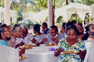 Senior citizens having lunch